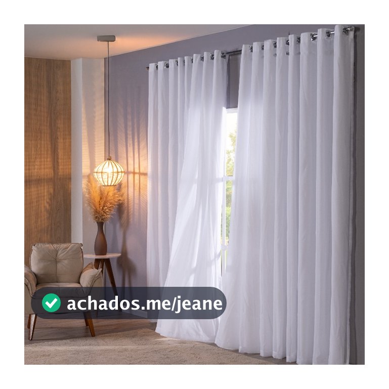 Cortina Voil com Forro Microfibra 6m x 2,70 Altura p/ Varão 3m Sala Quarto