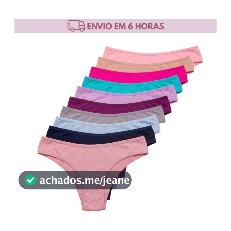 Kit Calcinha 100% Algodão Feminina Conforto Lisa Antialérgica Lingerie Mulher Dia a Dia Cores