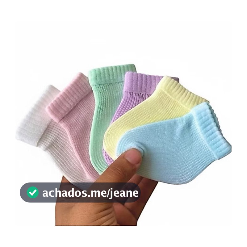 Kit 12 Meias Bebê RN Recem Nascido Essencial p/ Enxoval e Saída Maternidade 0-6 meses