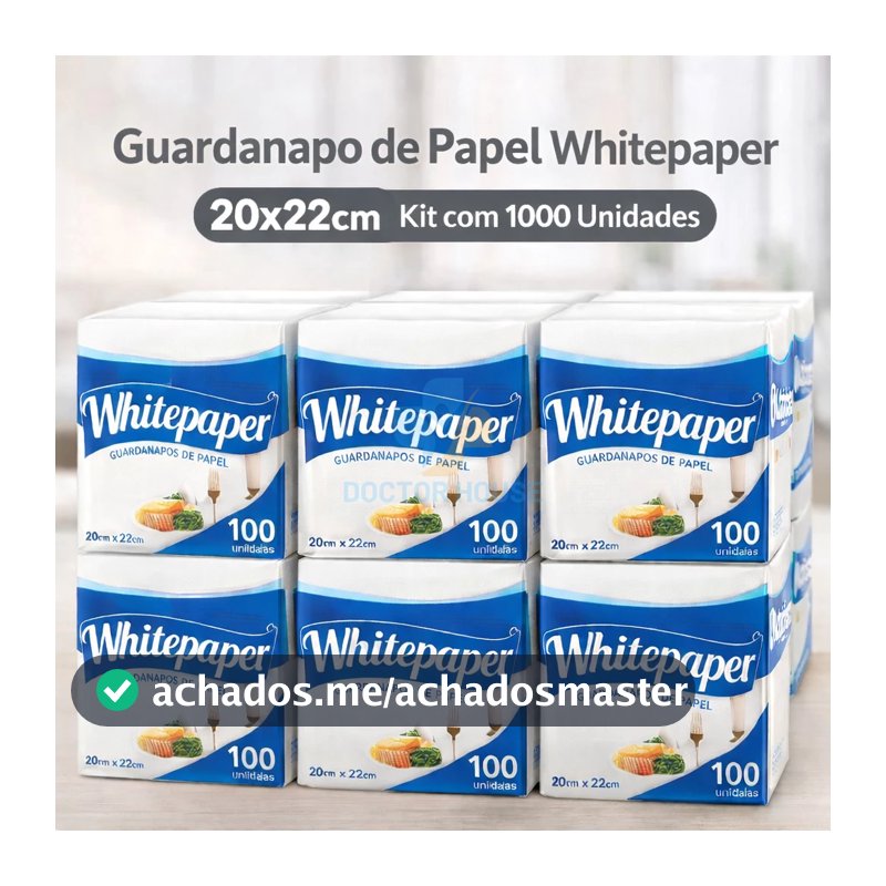 Guardanapo White Paper 20x22cm Kit 1000 Unidades Ideal Restaurantes Festas e Eventos
