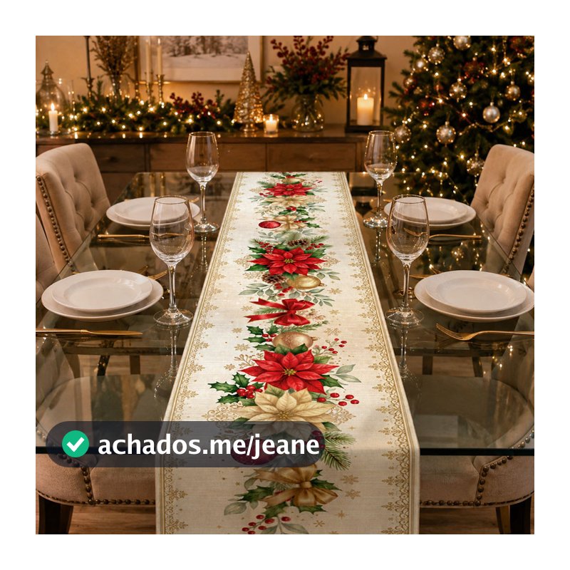 Caminho De Mesa Natal Mesa Posta Ceia Em Tecido Sublimado