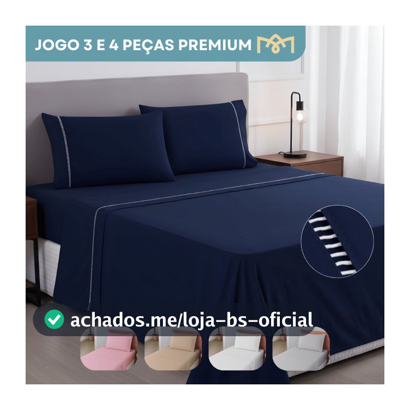 Jogo De Lençol 3 e 4 Peças Solteiro Casal Queen King Antialérgico Ponto Palito 400 Fios Luxo Premium