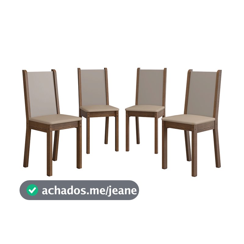 Kit 4 Cadeiras de Jantar 4291 Madesa Rustic/Crema/Pérola