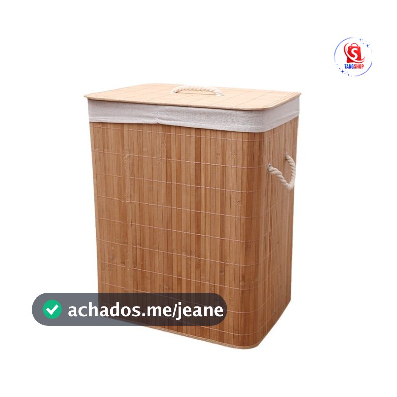 Cesto Organizador Bambu Forrado Grande e Pequeno kit Retangular Quarto Mesa Copa Banheiro Escritorio