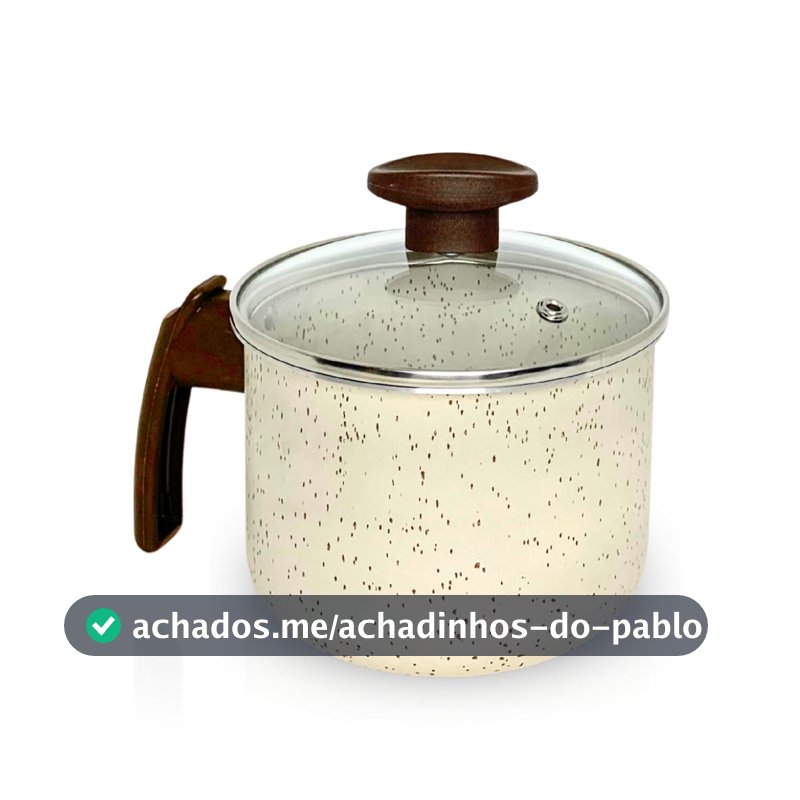 Canecão Fervedor Marfim 12 Antiaderente Teflon Tampa Vidro