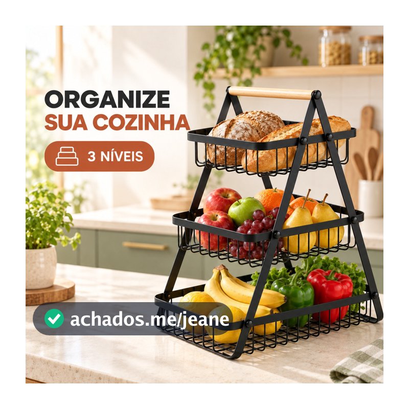 Fruteira de Mesa ou Cesto Multiuso Multiuso Frutas Legumes Luxo Premium 2 - 3 Andares