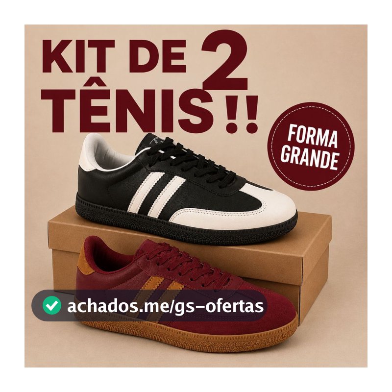 Kit 2 Tênis Femininos Casuais Camurça Detalhe Lateral Listra Dupla Moderno Confortável Moda