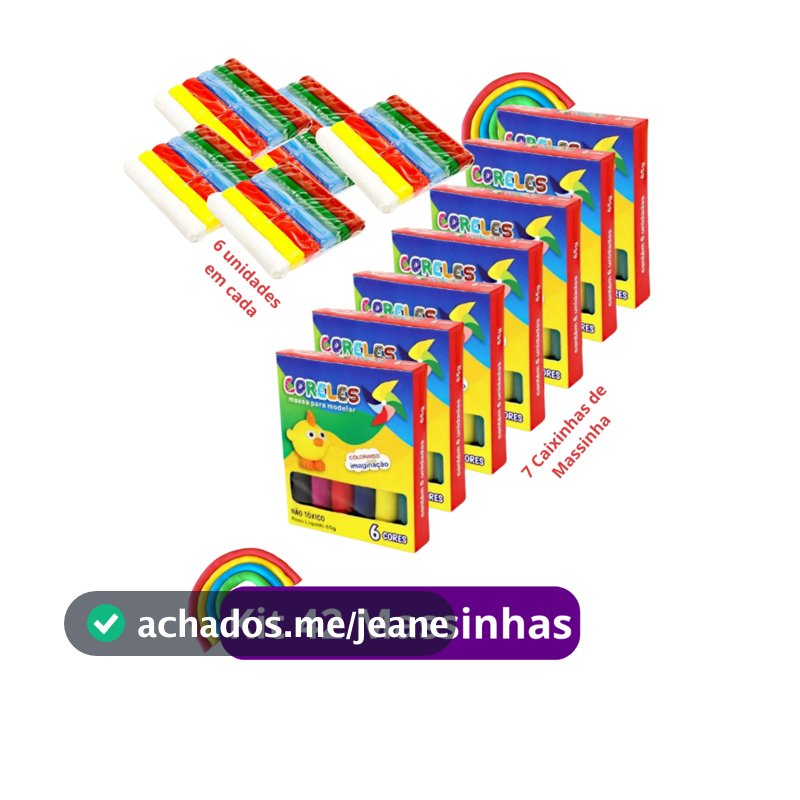 Kit 42 Massinha de Modelar 6 Cores Diferentes Colorida Kit Festa Lembrancinha Aniversario Prenda