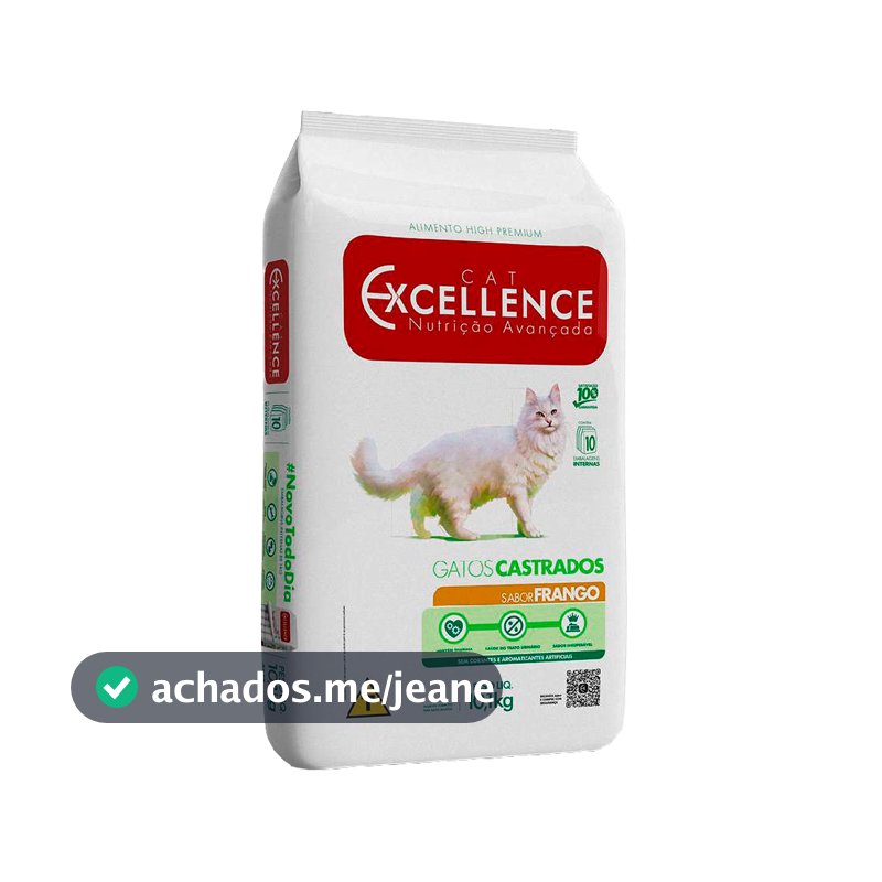 Ração Cat Excellence para Gatos Adultos Castrados sabor Frango 10.1Kg