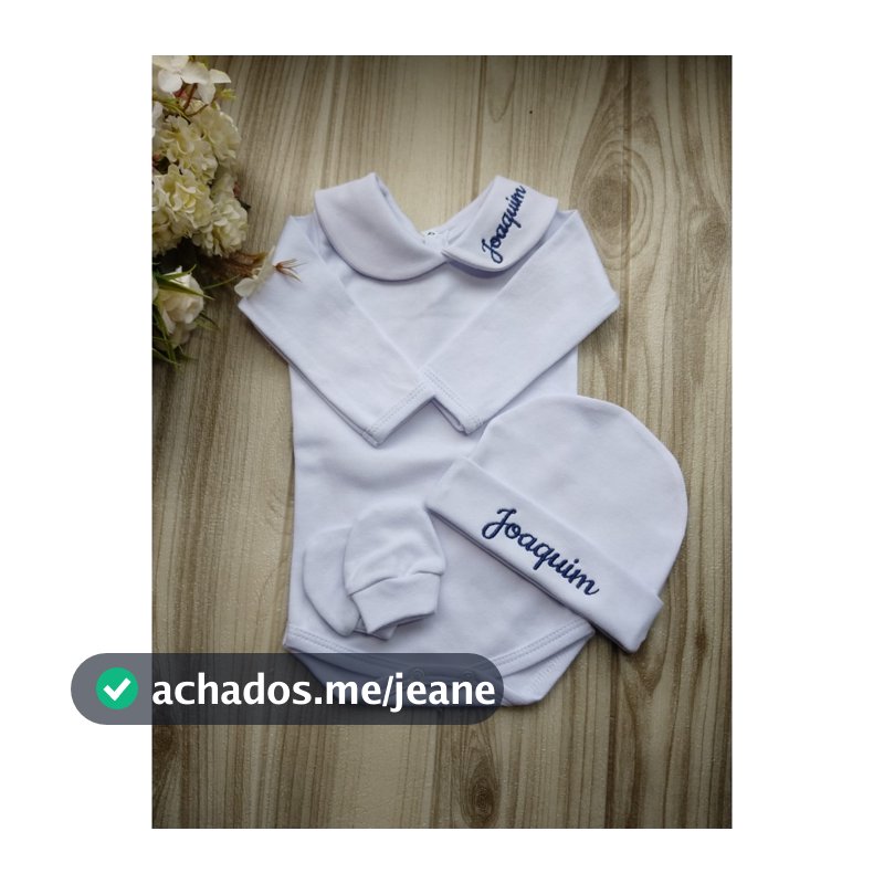 Kit 3 peças  maternidade body + touca  + luvas Personalizada bebê menino menina