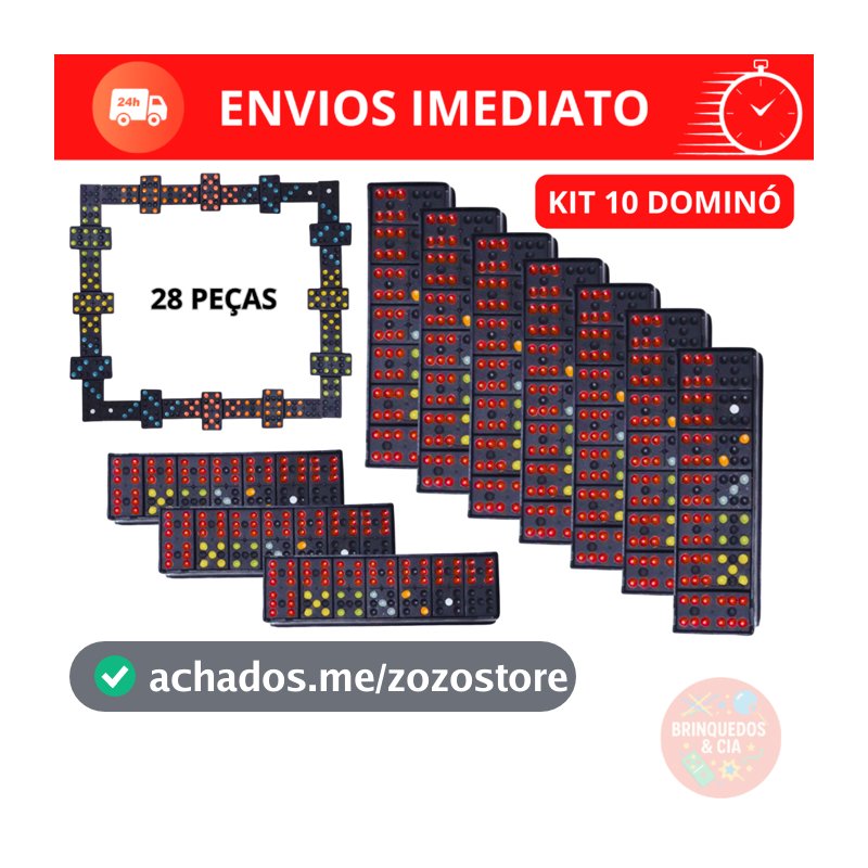 Kit 10 Jogos Dominó Plástico Educativo Presente Dia Das Crianças Prenda Escolas Brinquedo Infantil