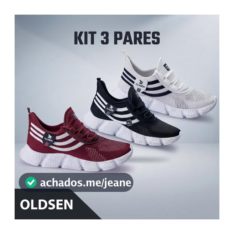 Kit 3 Pares Tênis Masculino Oldsen Original Para Academia Esporte Treino Macio Confortável Em Promoção