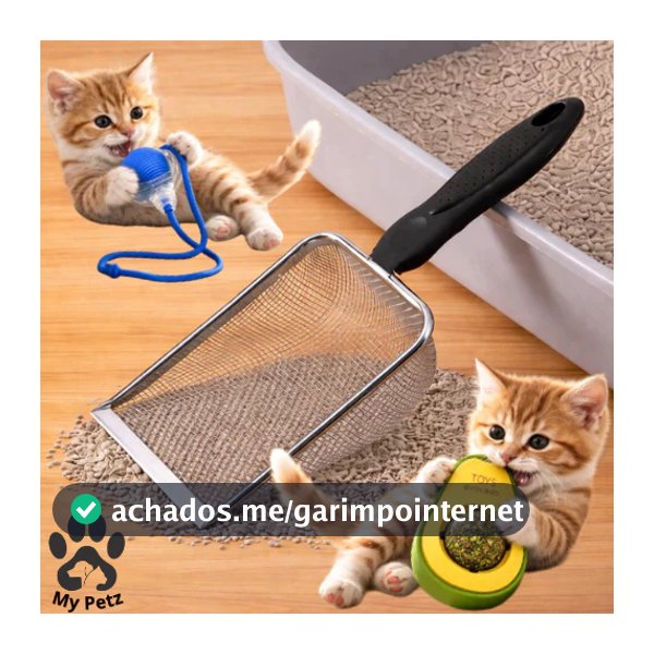 Pá de Areia Coletora e Brinquedo Opcional Pet Gato, Cachorro em Aço Inox, Caixa de Areia Higiênica