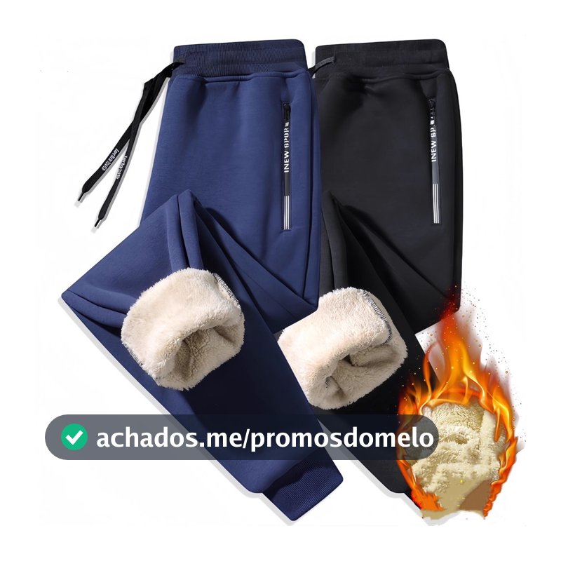 calça moletom de lã grossa unissex (envio imediato)