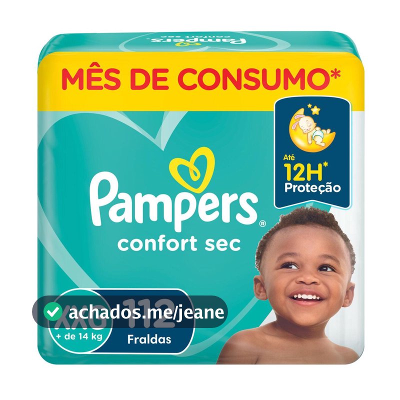 Fralda Pampers Confort Sec Jumbo Plus XXG com 112un