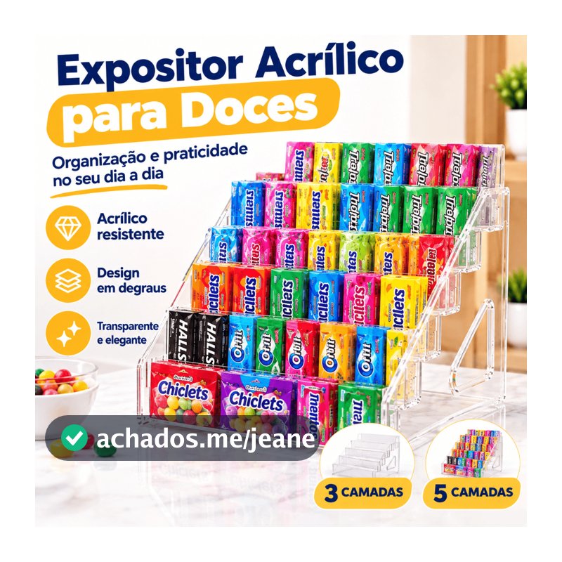 expositor acrílico para doces 5 camadas transparente para mesa chocolates chicletes perfumes