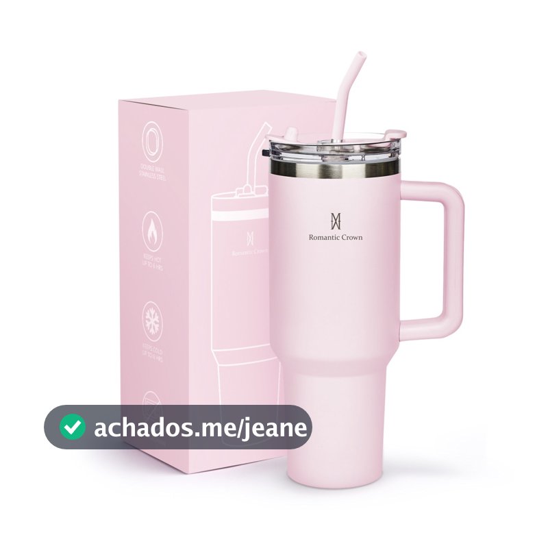 ROMANTIC CROWN Copo Termico de Aço Inoxidável com Tampa de Vedação e Tubo de Aço Inoxidável 600ml/1200ml