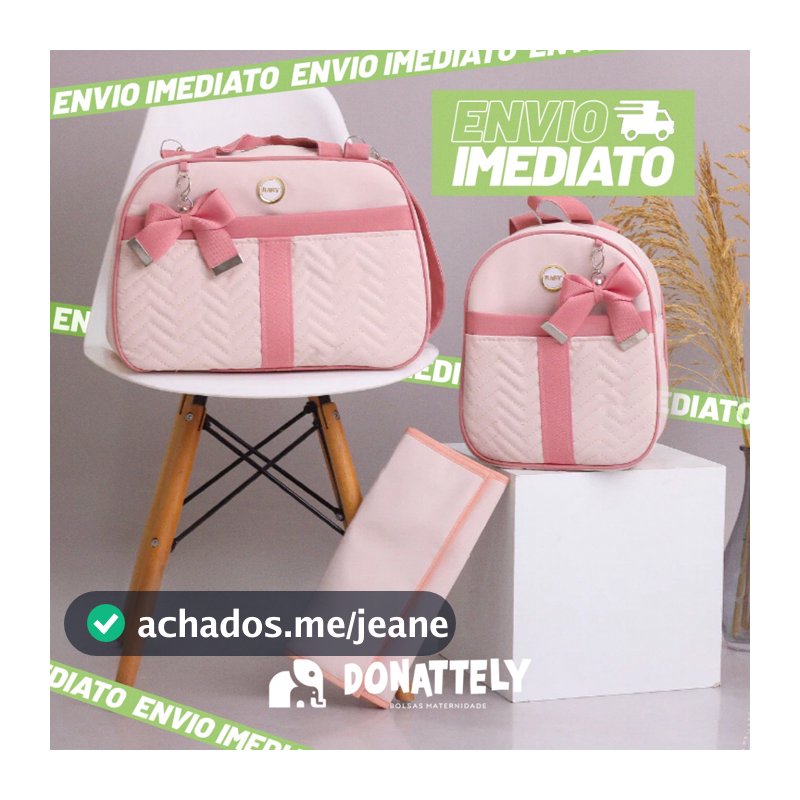 Kit de Bolsa Maternidade 3 Peças com Faixa e Laço, Térmica e Impermeável DONATELLY