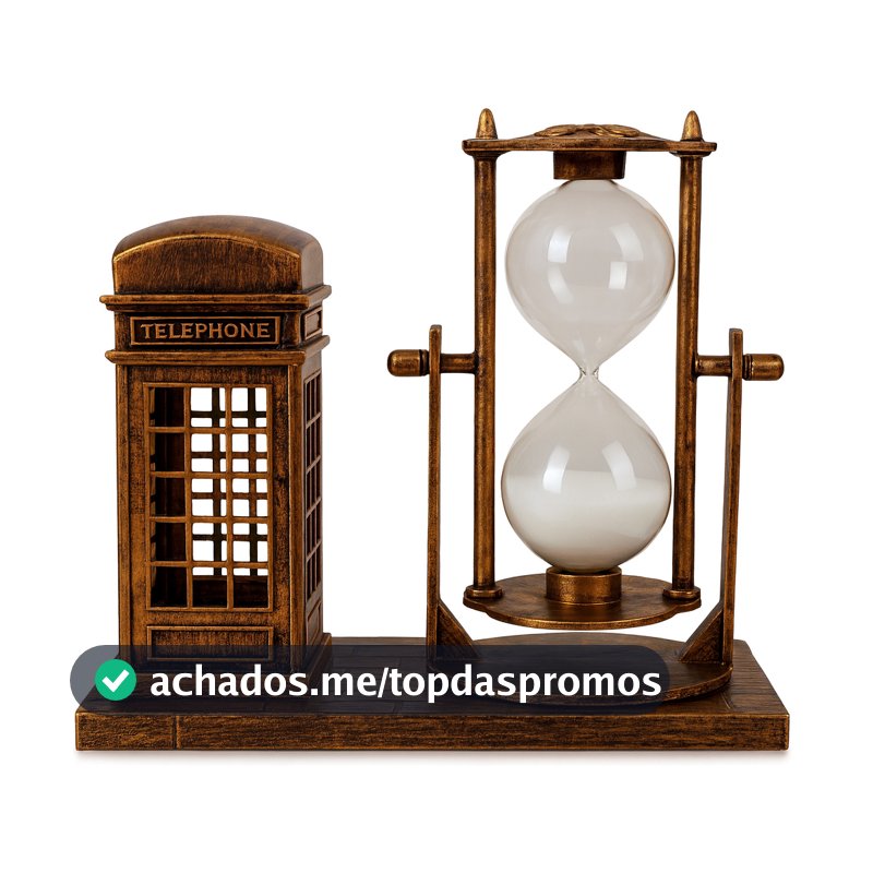 Ampulheta 30s Decoração + Cabine Telefônica Retrô Enfeite Presente
