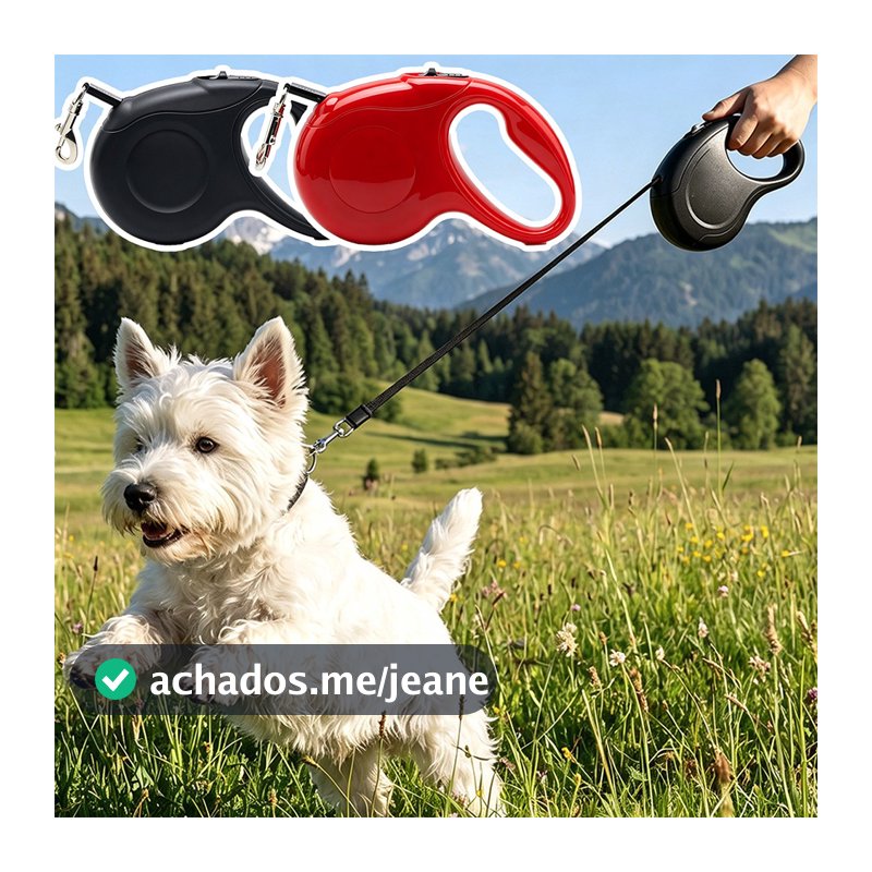 Coleira Pet Guia Retrátil 5M/3M Resistente Com Trava e Segura Cachorro cães e Gatos