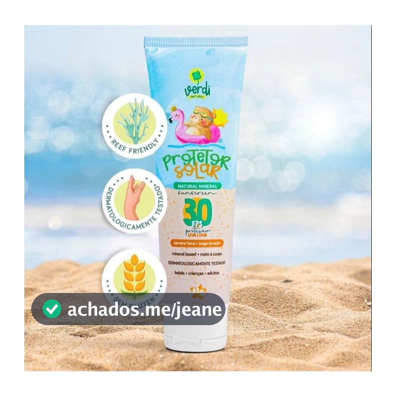 Protetor Solar Natural Físico Mineral Vegano Orgânico para Bebê e Criança da Verdi Natural