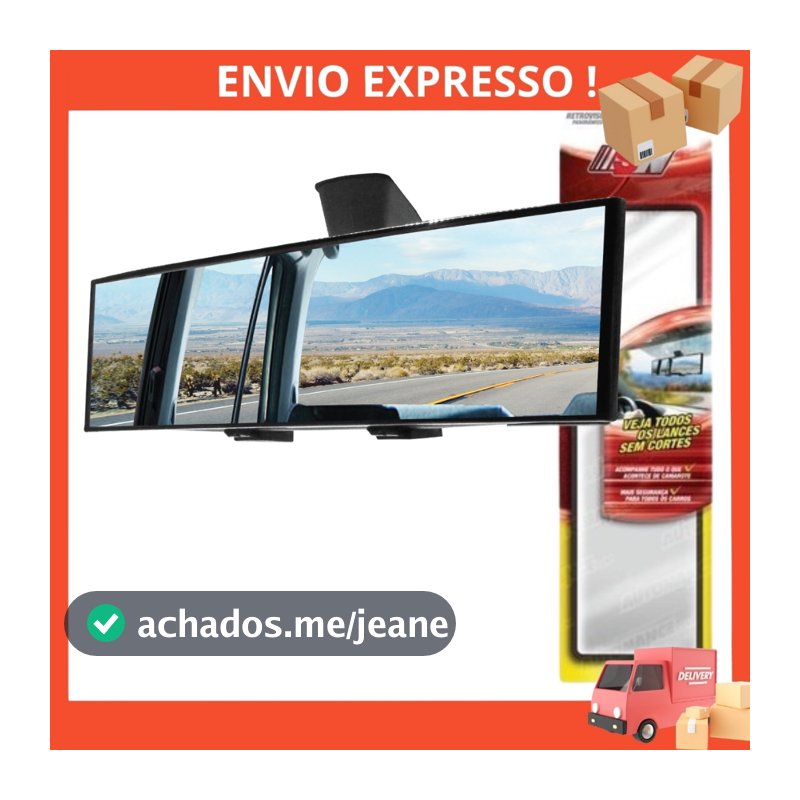 Espelho Retrovisor Interno Universal Panorâmico Automotivo Para Carros Com Ponto Cego 300mm