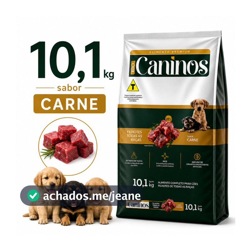 Ração Cachorro Filhote Todas As Raças 10,1kg Sabor Carne 28g Proteína