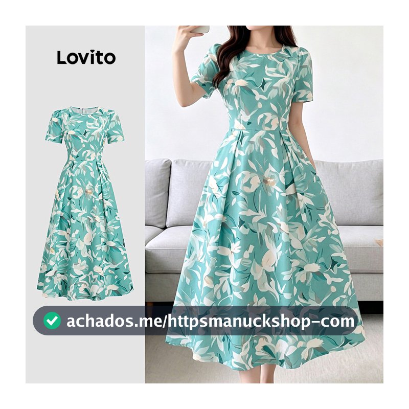 Lovito Floral Vestido Casual com Zíper Feminino Primavera/Verão LK6LD352