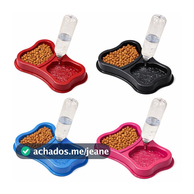Comedouro Duplo Pet com Bebedouro Automático Garrafa Anti-Formiga 685ml + 415ml Cães e Gatos Pote Tigela