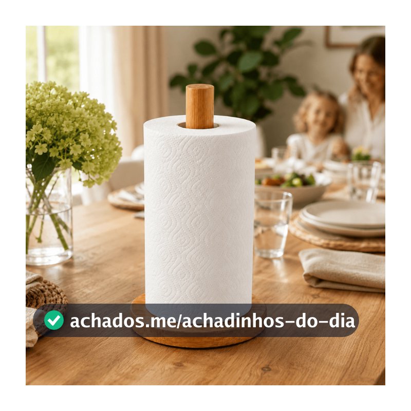 Suporte Porta Papel Toalha Organizador Madeira Cozinha Bancada
