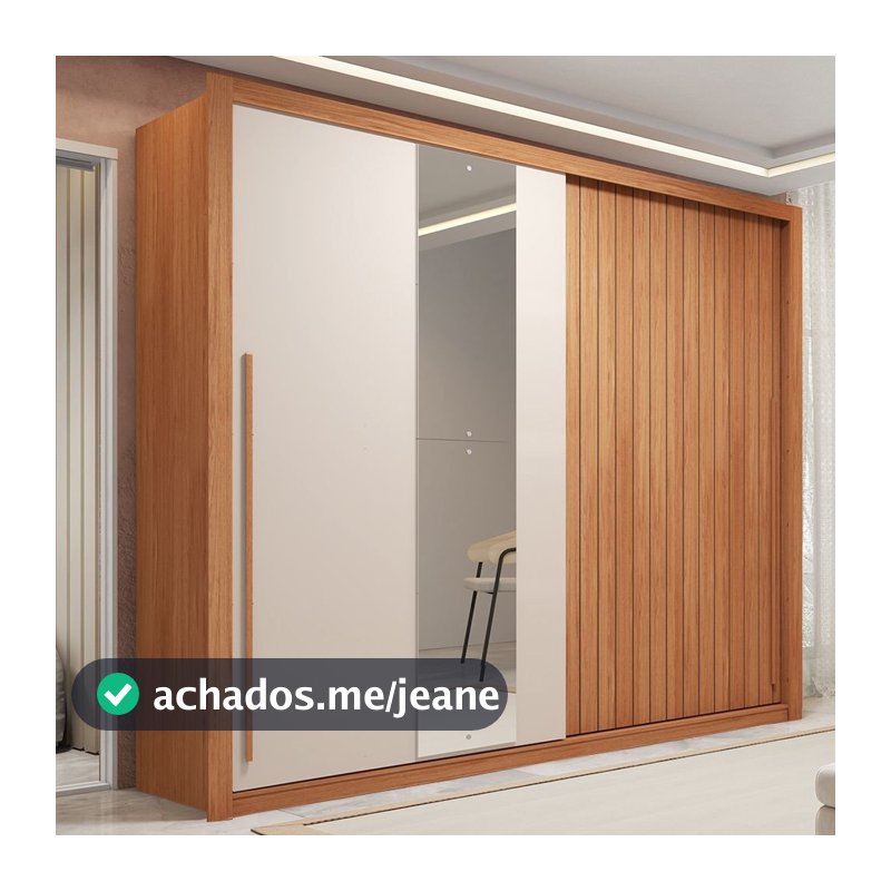 Guarda-roupa Casal Ripado com Espelhos 2 Portas e 4 Gavetas Suburban Gold Espresso Móveis