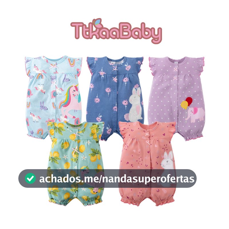 Roupas De Bebê Recém-Nascido Infantil Macacão Meninas Manga Curta Confortável Algodão Bonito Unicórnio Animal Impresso