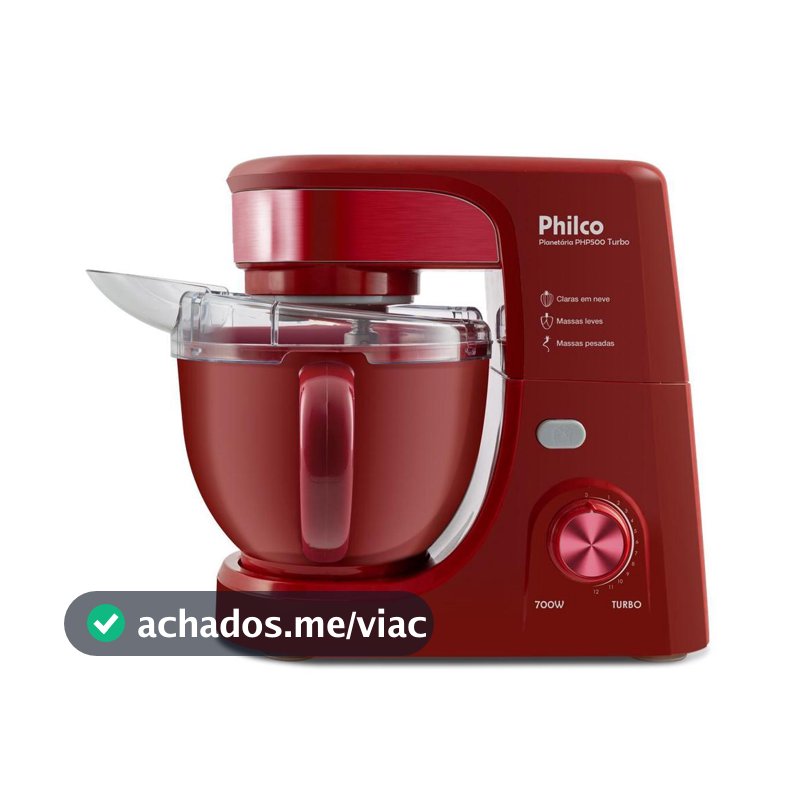 Batedeira Planetária Philco 4,5L Turbo Red 700W PHP500V