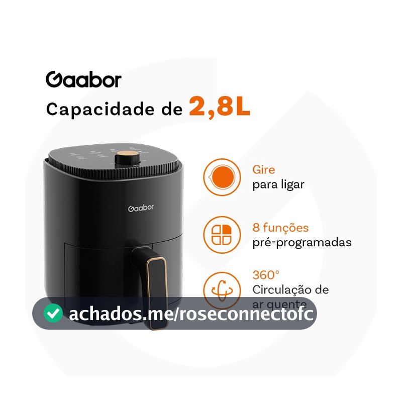 Gaabor Fritadeira 2,8L Air Fryer 360° Ar Quente Timer 60 Min 200°C Antiaderente Sem BPA AF-35M02A