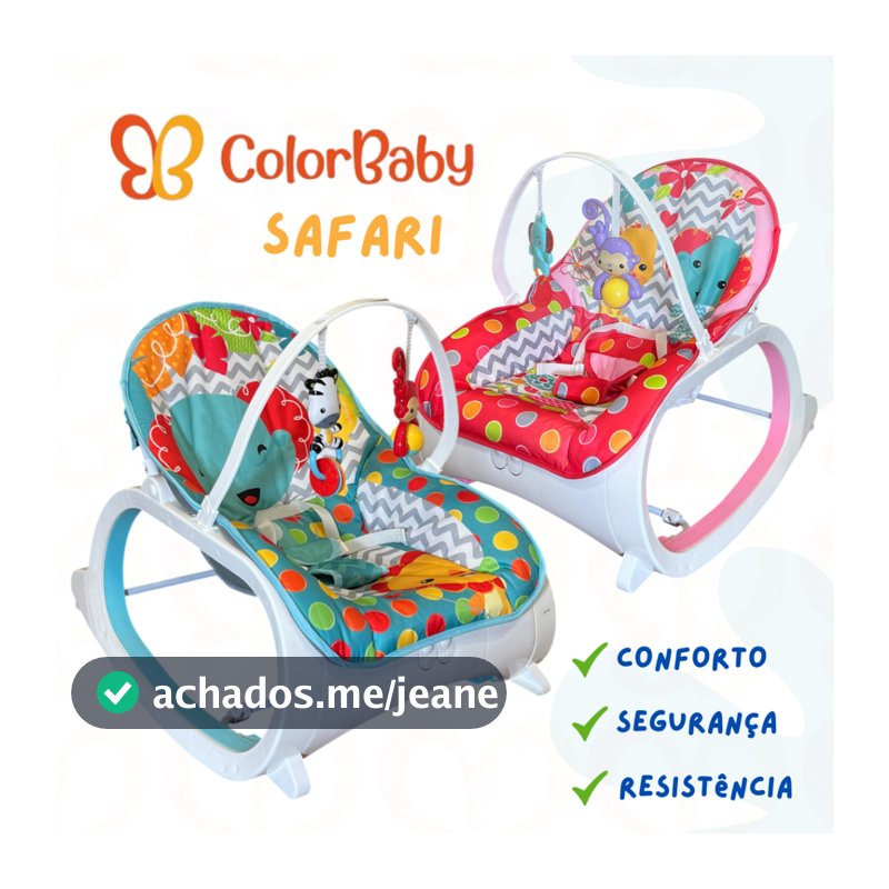 Cadeira de Descanso e Balanço Safari para Bebê | Música, Vibração, Brinquedos | Até 18kg – ColorBaby