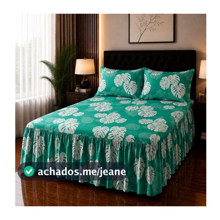 Colcha de cama Super King com Babado 3.00m x300m  Toque de Algodão Aveludado Luxo Macia e Super Oferta