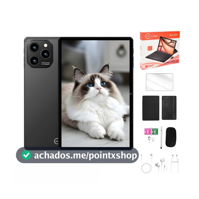 Tablet 10.1” com Teclado+Mouse 6GB RAM 128GB Android 13 Câmera 50MP fang