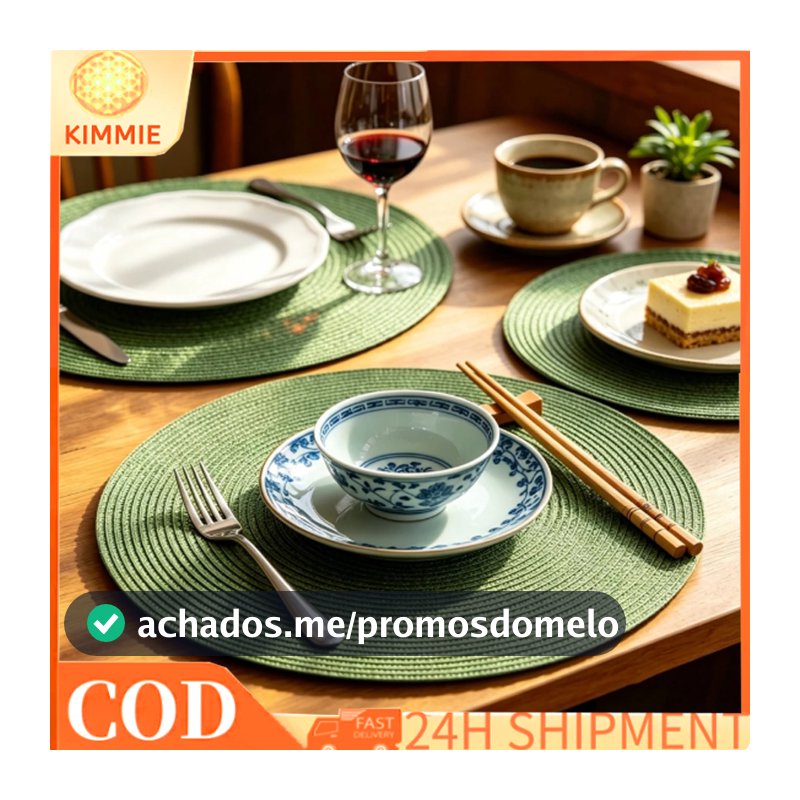 Oferta Jogo Americano Redondo 38cm Sousplat Descanso de Mesa Multiuso Porta Jantar Mesa Posta Cozinha 4 6 8 Unidades
