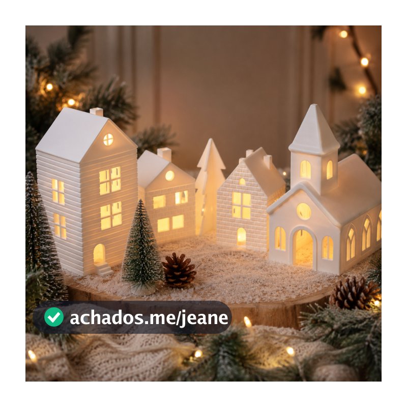 Kit 4 Casinhas Vila Natalina Iluminadas LED Decoração de Natal - Plastico