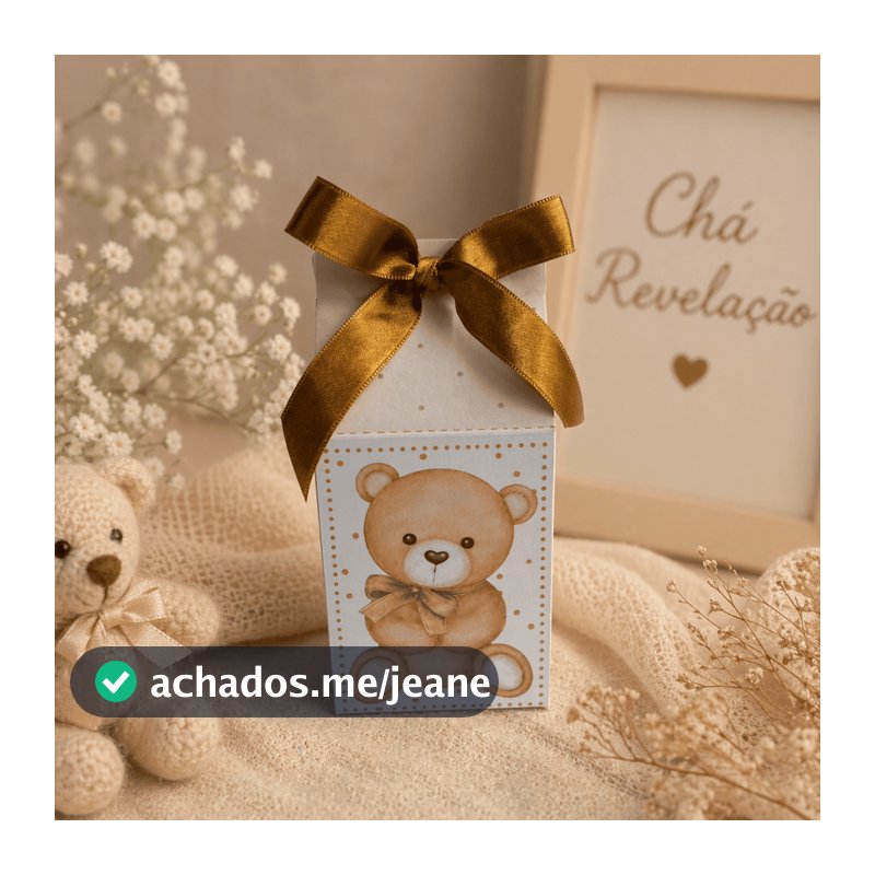 Kit Caixinhas Milk Chá Revelacão Ursinho Bege