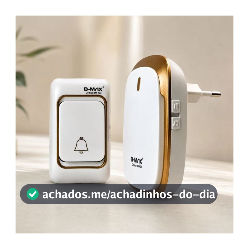 Campainha Sem Fio Externa 100m | Kit Interfone Portão Porteiro com Dourado, Preto e Azul