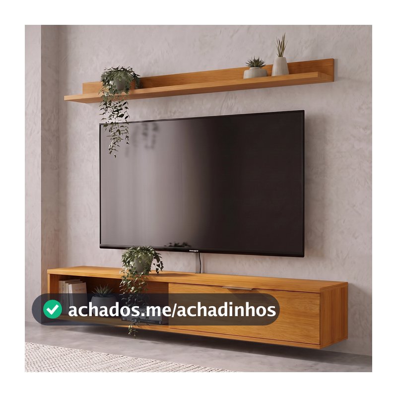 Rack Tv 55 Pol. Suspenso 136cm 1 Porta Lila Cinamomo Z49  - Mpozenato
