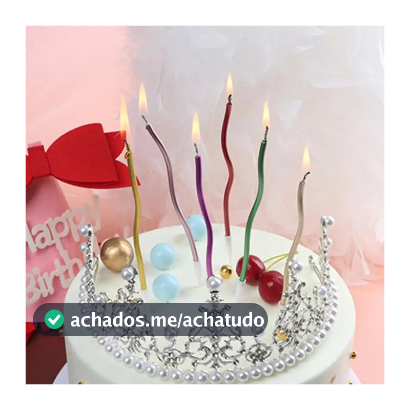 Velas de Aniversário Curvas 6 unidades Luxo para Decoração de Bolo Festas e Casamentos