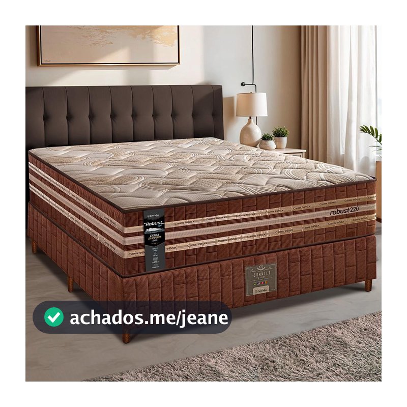 Cama Box Casal Colchão + Box 138x188x76 com Espuma Látex Robust Gel 220 Caramelo Cama inBox