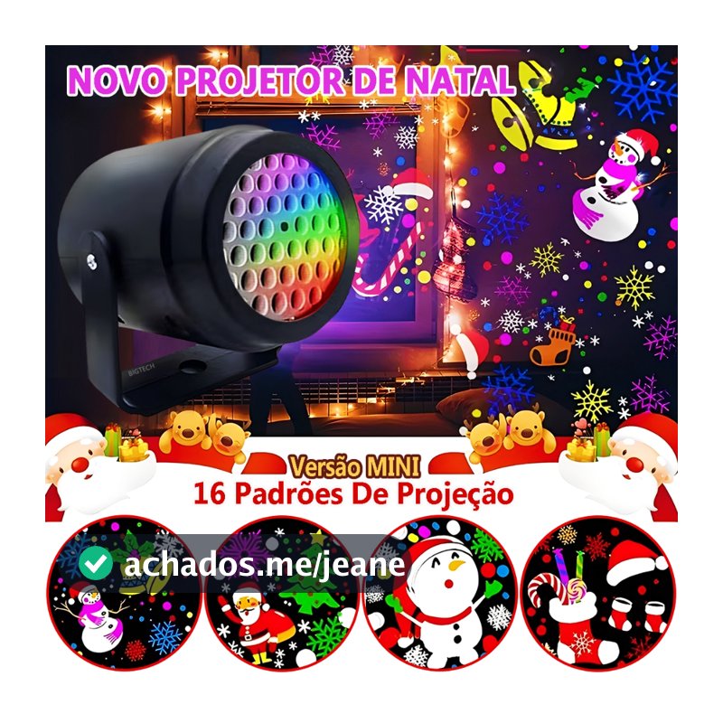 Projetor Luzes Natalino Enfeites 16 Padrões Com Tema De Natal Com Movimento Para Quarto