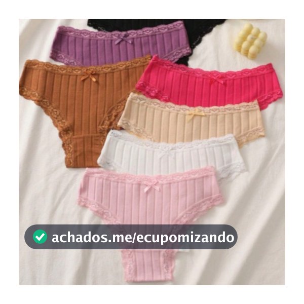 Kit Calcinhas Algodão Canelada Renda Confortável Tanga Feminina Moda Íntima Feminina