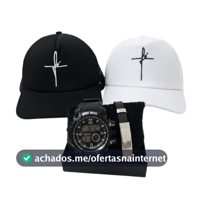 Kit Masculino Relógio C-Shok A Prova D'Água + Boné Fé + Pulseira Premium + Caixa Presente