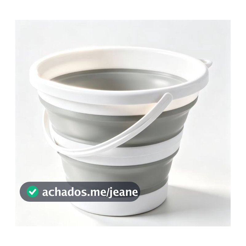 Balde Dobrável Retrátil 5Lt /10Lt Silicone Plástico Camesa Flexível Prático com Alça Powermaid Camesa