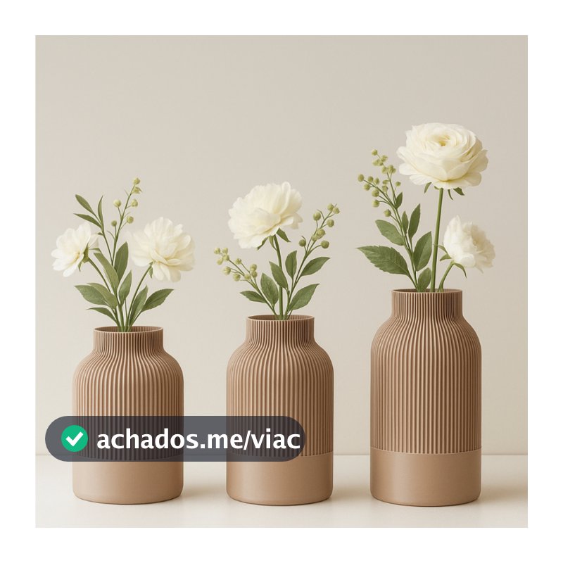 Kit com 3 Vasos Decorativos - Moderno kit de Vasos Decoração Sala Rack Mesa Quarto Banheiro