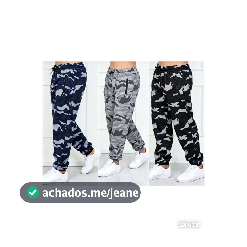 Calça camuflada masculina calça moletom( Kit 2 peça Calça moletom masculina /Bolsos com ziper /Cintura elástica entre )